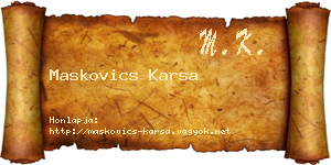 Maskovics Karsa névjegykártya